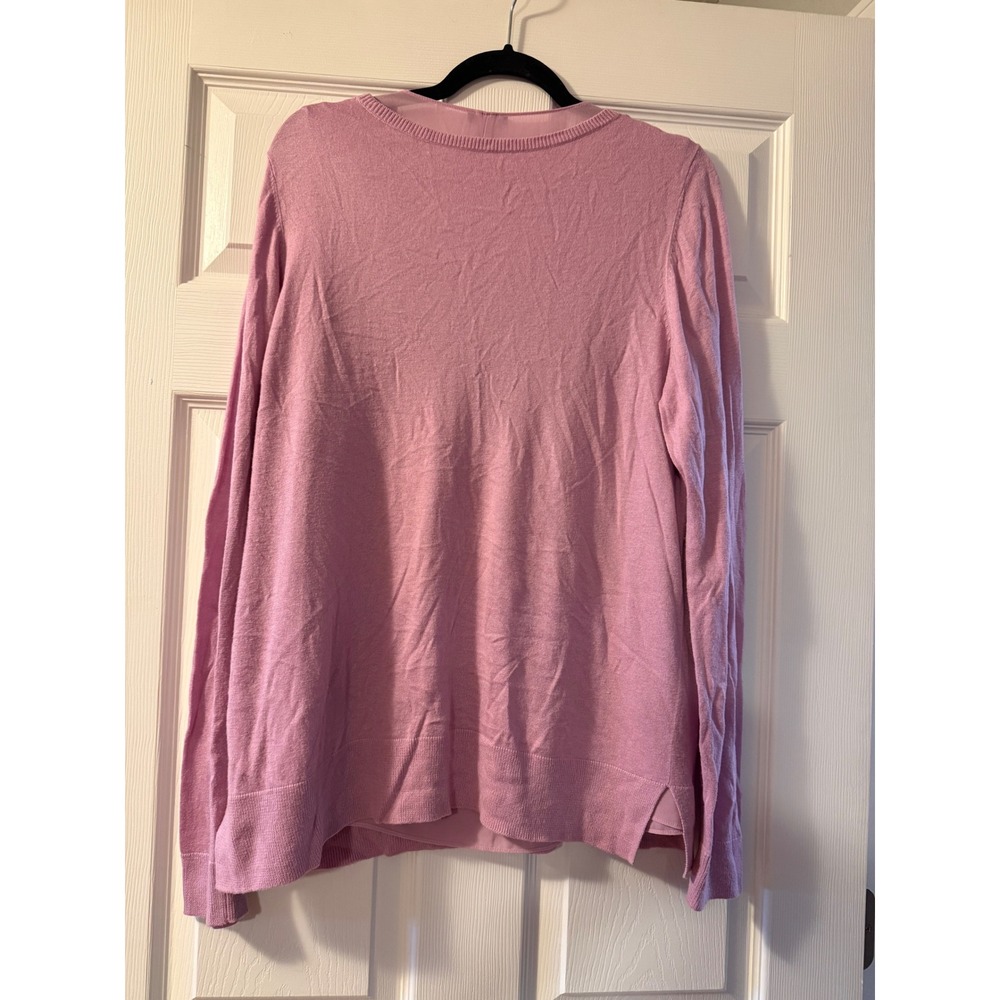 Ann Taylor Mixed Media Layered Look Sweater Lavender Pink Long Sleeve XL - Picture 3 of 6